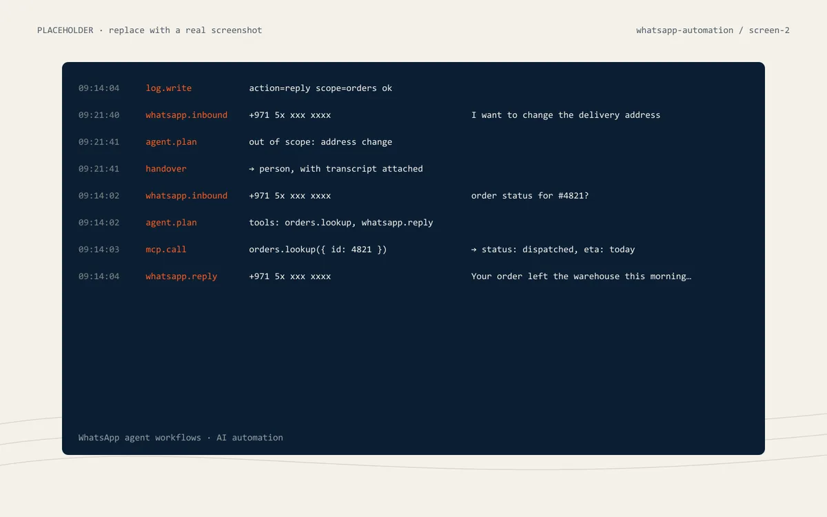 WhatsApp agent workflows: screen 2